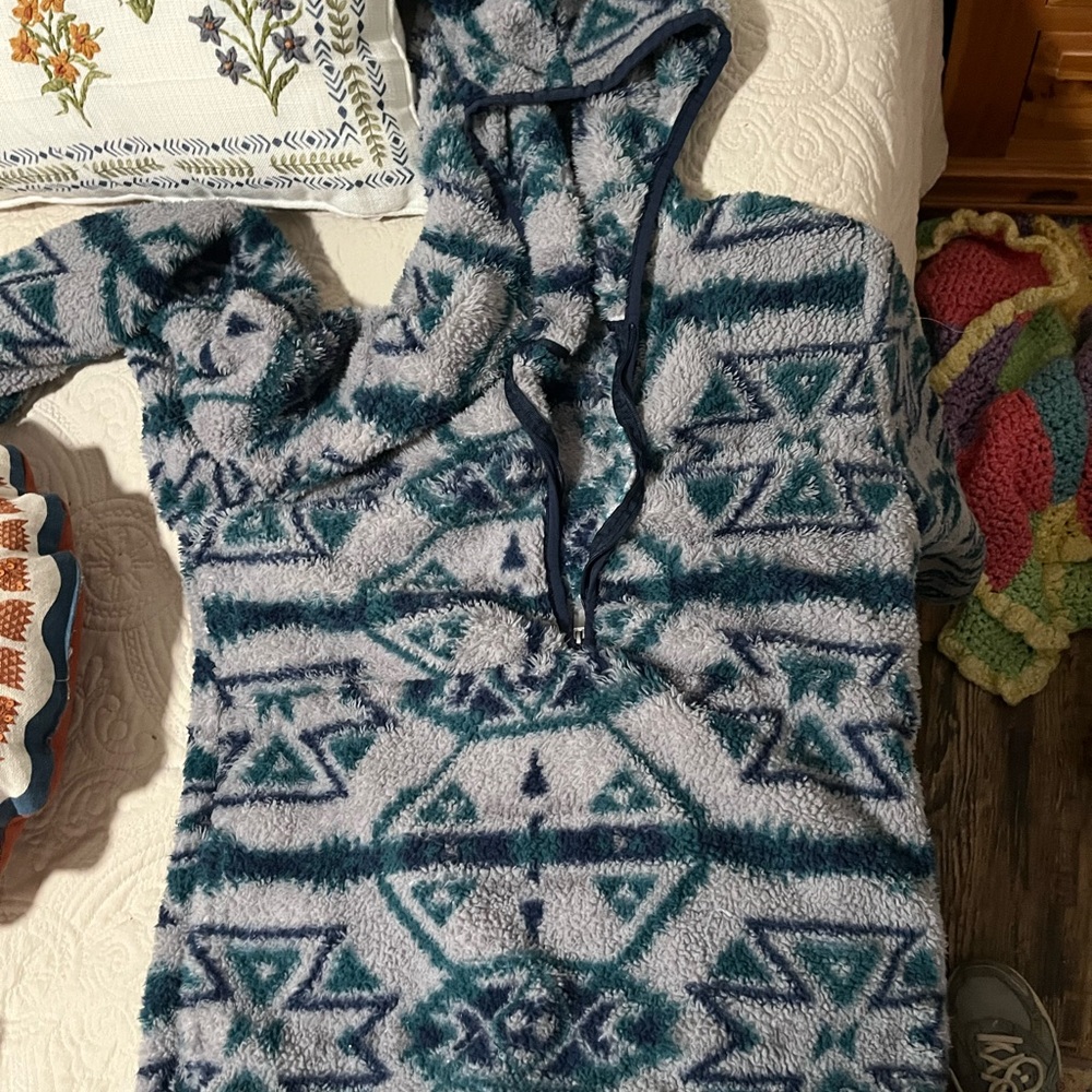 Ariat Teal & Light Gray Fuzzy Pullover Hoodie